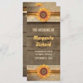 ひまわりの花と木材の国の結婚式のプログラム プログラム (正面/裏面)