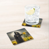 ひまわりの花と死神 スクエアペーパーコースター (インサイチュ)