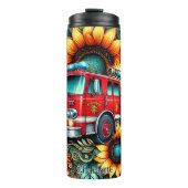 ひまわりの花と炎の中の消防車 タンブラー (正面)