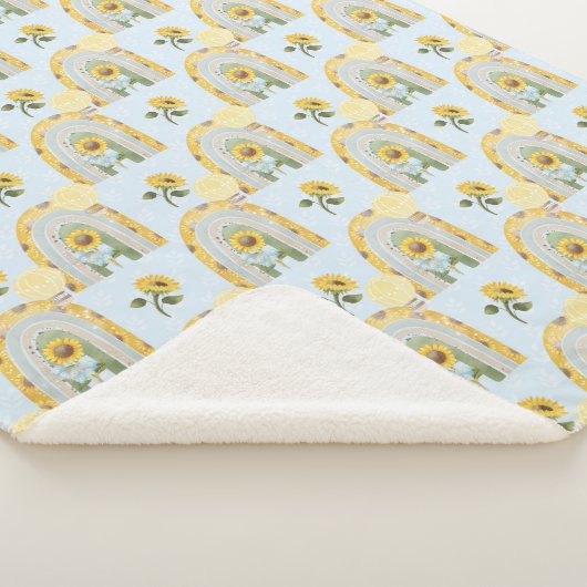 ひまわりの花と熱気球男の赤ちゃん シェルパブランケット (3/4)