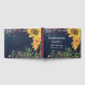 ひまわりの花と石板素朴カントリー赤ちゃんシャワー ゲストブック (全面)