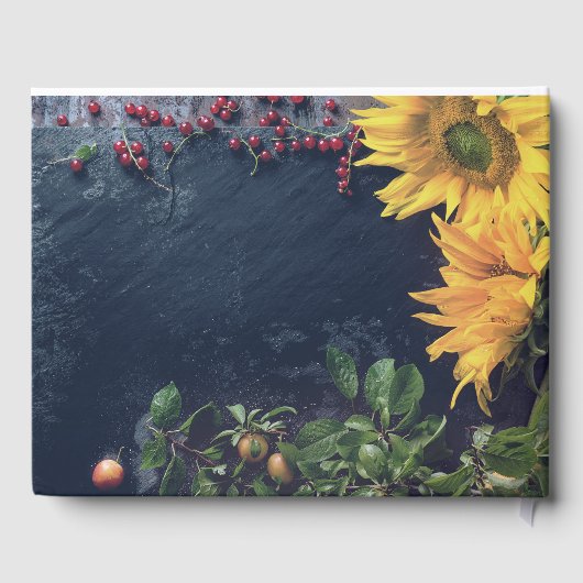 ひまわりの花と石板素朴カントリー赤ちゃんシャワー ゲストブック (裏面)