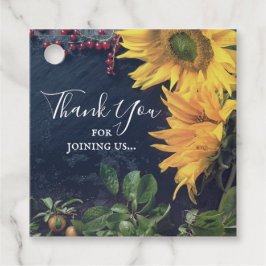 ひまわりの花と石板素朴カントリー赤ちゃんシャワー フェイバータグ