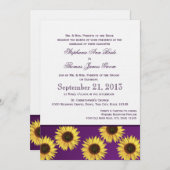 ひまわりの花と紫の国の結婚式 招待状 (正面/裏面)