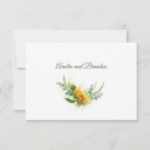 ひまわりの花と緑の素朴水の色結婚の 出欠カード (裏面)