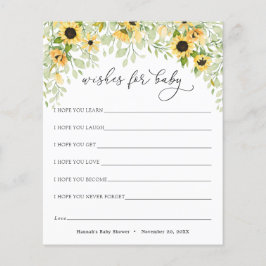 ひまわりの花と緑の願いベビーカード