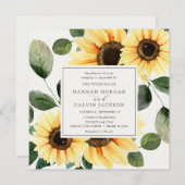 ひまわりの花と緑結婚式招待状 招待状 (正面/裏面)
