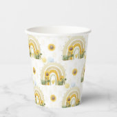 ひまわりの花と虹 紙コップ (正面)