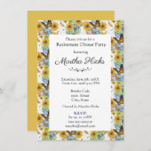 ひまわりの花と蝶の退職パーティー 招待状 (正面/裏面)