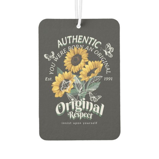 ひまわりの花と蝶グラフィック カーエアーフレッシュナー (裏面)