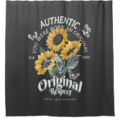 ひまわりの花と蝶グラフィック シャワーカーテン (正面)