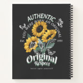 ひまわりの花と蝶グラフィック ノートブック (裏面)