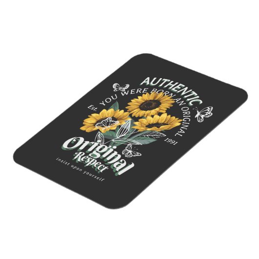 ひまわりの花と蝶グラフィック マグネット (左側)