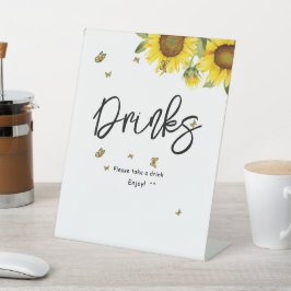 ひまわりの花と蝶赤ちゃんシャワー飲料 台座サイン