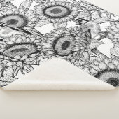 ひまわりの花と金銀色 シェルパブランケット (3/4)