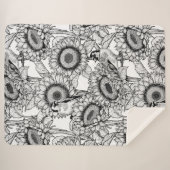 ひまわりの花と金銀色 シェルパブランケット (正面(横))