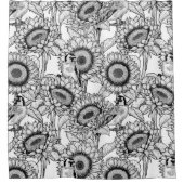 ひまわりの花と金銀色 シャワーカーテン (正面)