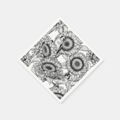 ひまわりの花と金銀色 スタンダードカクテルナプキン (角)