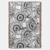 ひまわりの花と金銀色 スローブランケット (正面縦)