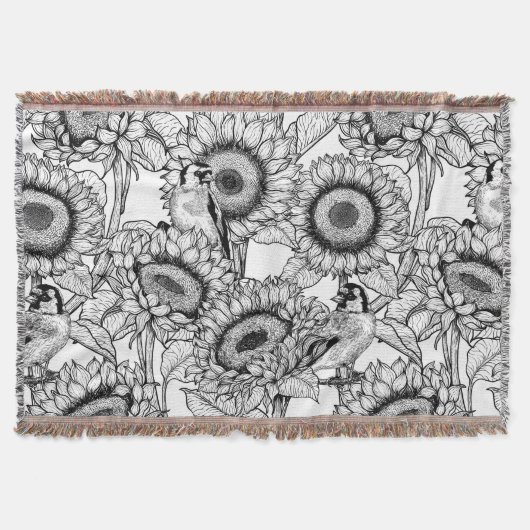 ひまわりの花と金銀色 スローブランケット (正面)