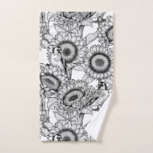 ひまわりの花と金銀色 バスタオルセット (ハンドタオル)