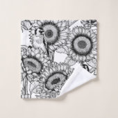 ひまわりの花と金銀色 バスタオルセット (ウォッシュタオル)