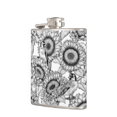 ひまわりの花と金銀色 フラスク (左)