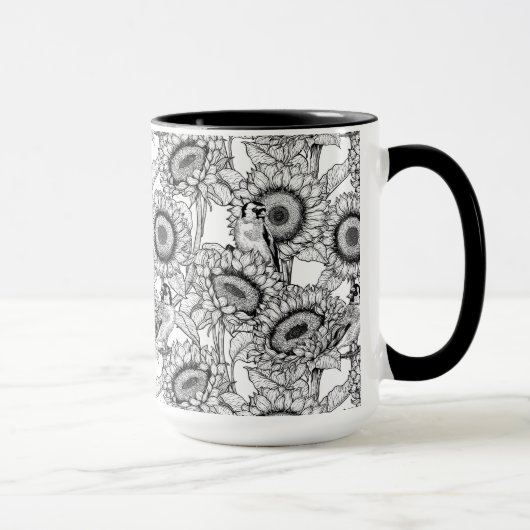 ひまわりの花と金銀色 マグカップ (右)