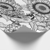 ひまわりの花と金銀色 ラッピングペーパー (角)