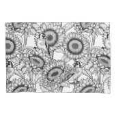 ひまわりの花と金銀色 枕カバー (正面)