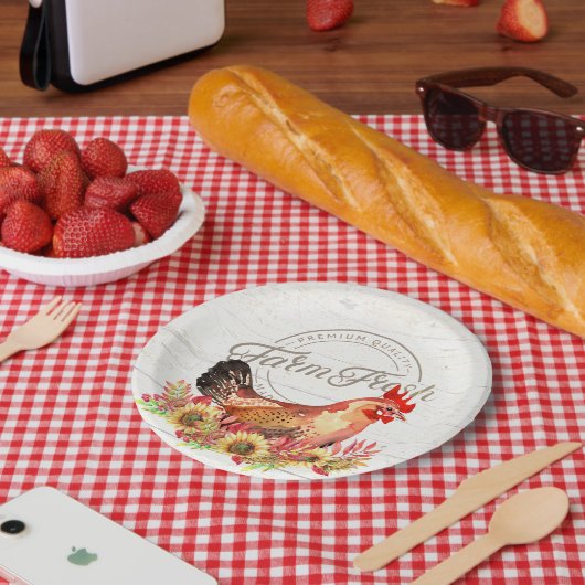 ひまわりの花と養鶏場が新鮮 ペーパープレート (ピクニック)