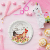 ひまわりの花と養鶏場が新鮮 ペーパープレート (パーティー)