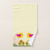 ひまわりの花と鳥 バスタオルセット (ハンドタオル)