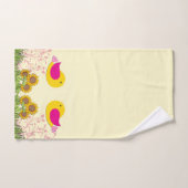 ひまわりの花と鳥 バスタオルセット (ハンドタオル)