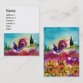 ひまわりの花と黒い雄鶏、白い真珠 名刺 (正面/裏面)