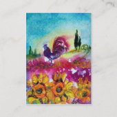 ひまわりの花と黒い雄鶏、青い緑 名刺 (裏面)