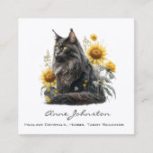 ひまわりの花と黒猫スクエアの名刺 スクエア名刺 (正面)