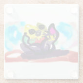 ひまわりの花と黒猫 ガラスコースター (裏面)