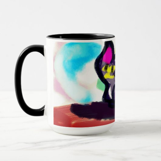 ひまわりの花と黒猫 マグカップ (左)