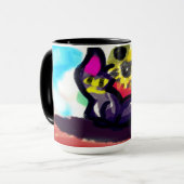 ひまわりの花と黒猫 マグカップ (正面左)