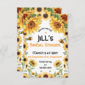 ひまわりの花と（昆虫）マルハナバチ 招待状 (正面/裏面)