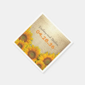 ひまわりの花とBurlap国素朴の結婚式 スタンダードカクテルナプキン (角)