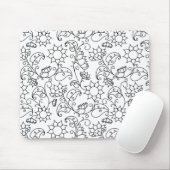 ひまわりの花のぬりえパターン  マウスパッド (マウス)
