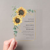 ひまわりの花のエレガントな結婚式 アクリル招待状 (インサイチュ (ポータブル))