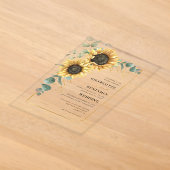 ひまわりの花のエレガントな結婚式 アクリル招待状 (レイダウン)