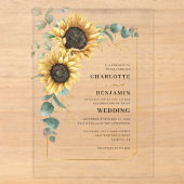 ひまわりの花のエレガントな結婚式 アクリル招待状 (正面)