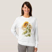 ひまわりの花のフルスリーブTシャツ Tシャツ (正面フル)
