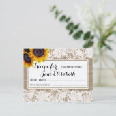 ひまわりの花のラップとレースの花嫁はレシピカード ポストカード (スタンド正面)