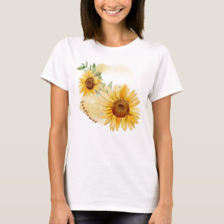 ひまわりの花のレディースTシャツ | サンシャインビジューのTシャツ Tシャツ