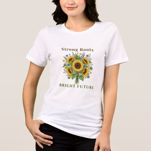 ひまわりの花の植物画ギフト トライブレンドTシャツ (正面)